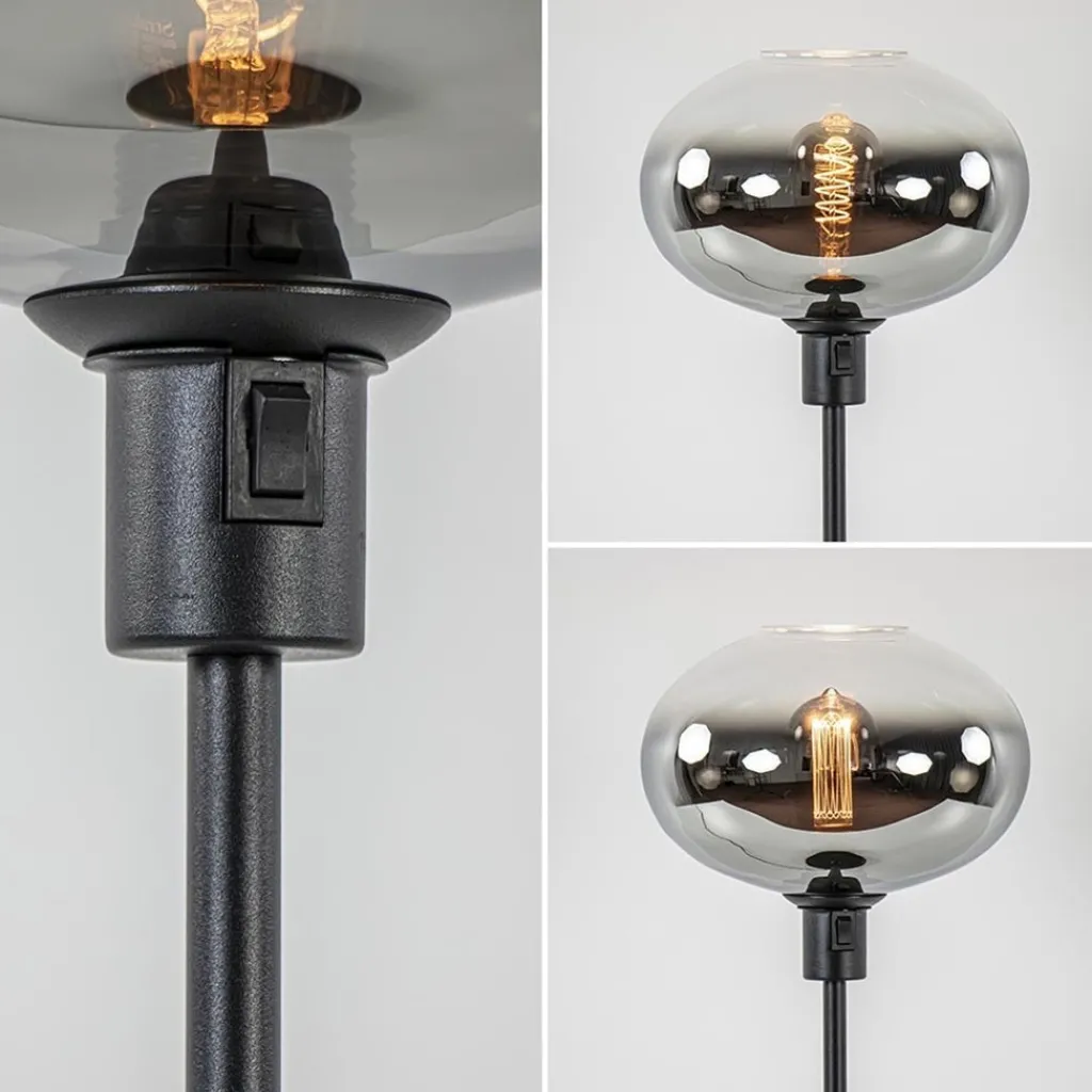 Straluma Tafellamp zwart met glazen kap smoke/helder gradient> Tafellampen|Luxe Verlichting