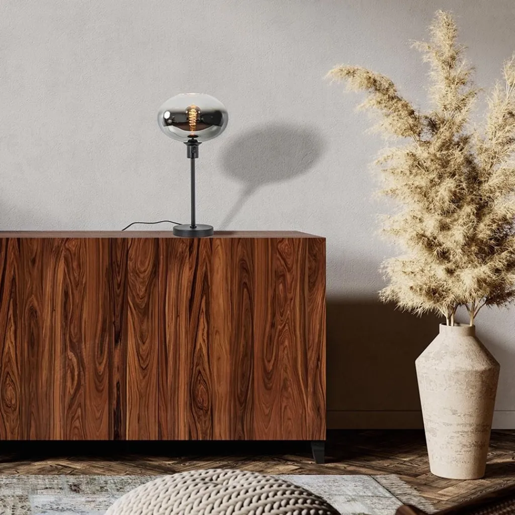 Straluma Tafellamp zwart met glazen kap smoke/helder gradient> Tafellampen|Luxe Verlichting