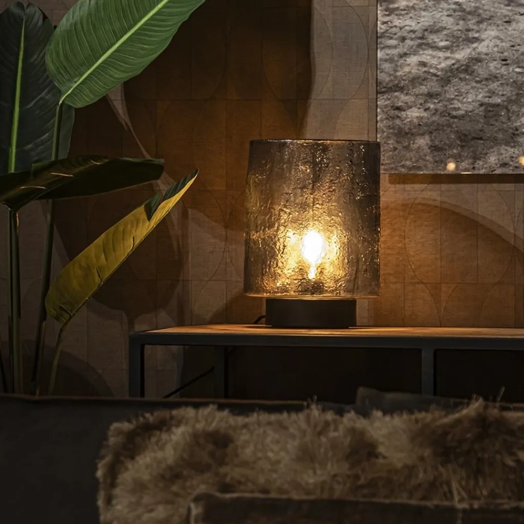 Straluma Tafellamp zwart met robuuste glazen kap> Tafellampen|Lifestyle Verlichting