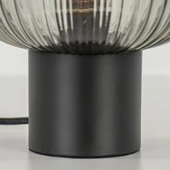 Straluma Tafellamp zwart met ronde smoke glazen kap><noscript><img width=