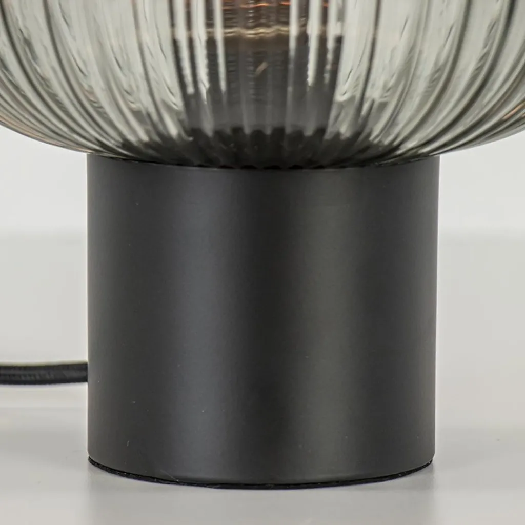Straluma Tafellamp zwart met ronde smoke glazen kap> Tafellampen|Klassieke Verlichting