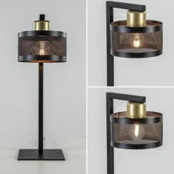 Straluma Tafellamp zwart/goud met ronde kap></noscript> Tafellampen|Landelijke Verlichting