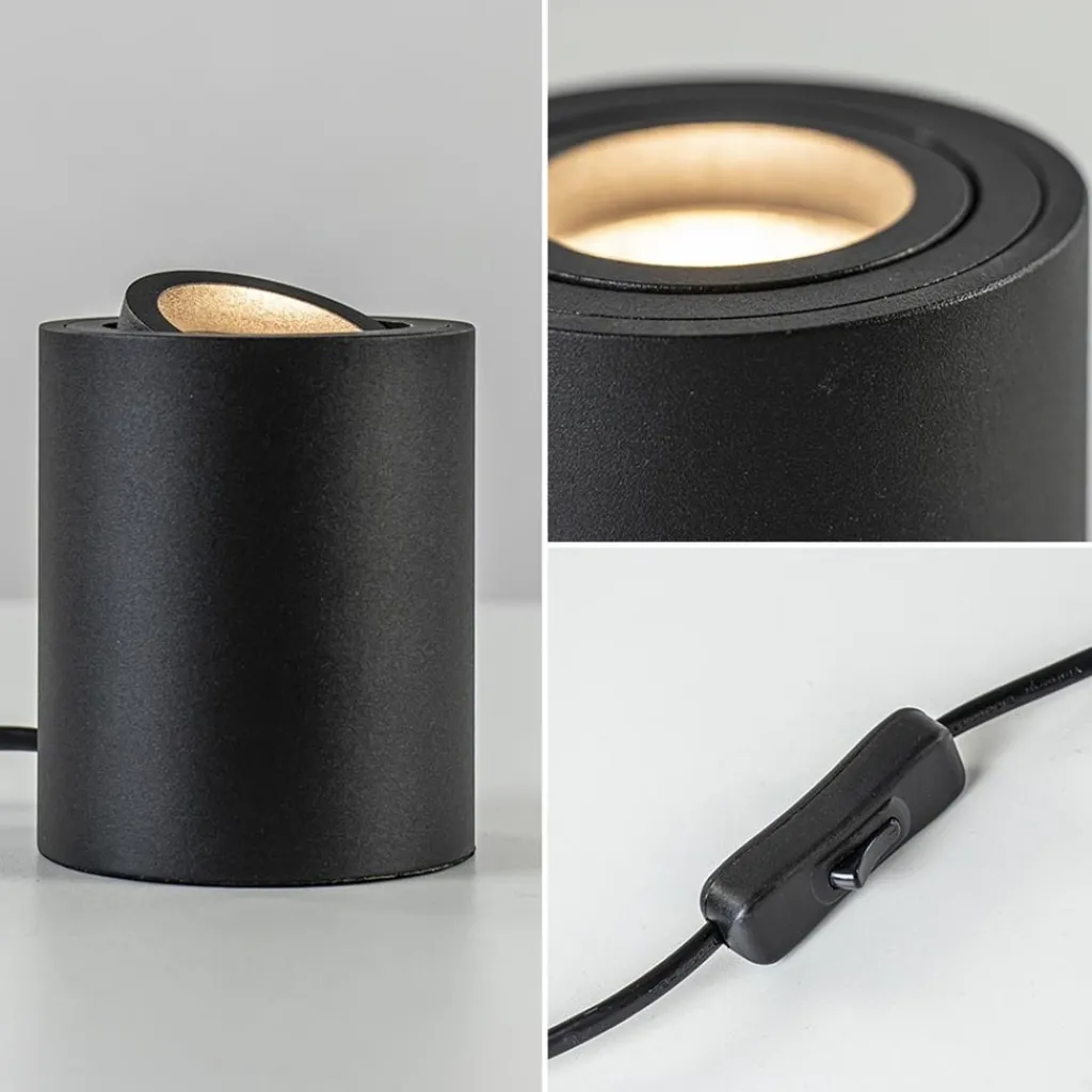 Straluma Tafelspot Rebel rond zwart gu10> Woonkamerlampen|Slaapkamerlampen