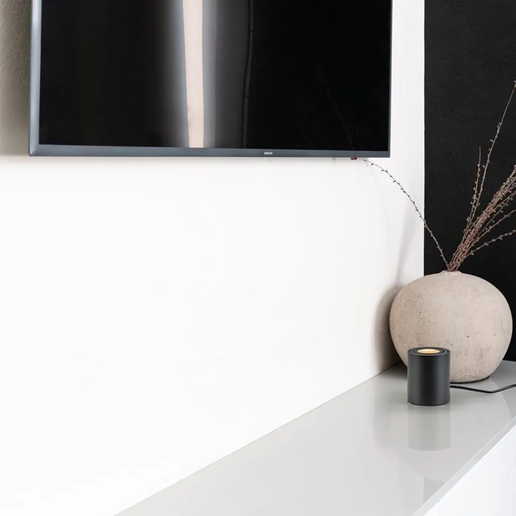 Straluma Tafelspot Rebel rond zwart gu10> Woonkamerlampen|Slaapkamerlampen