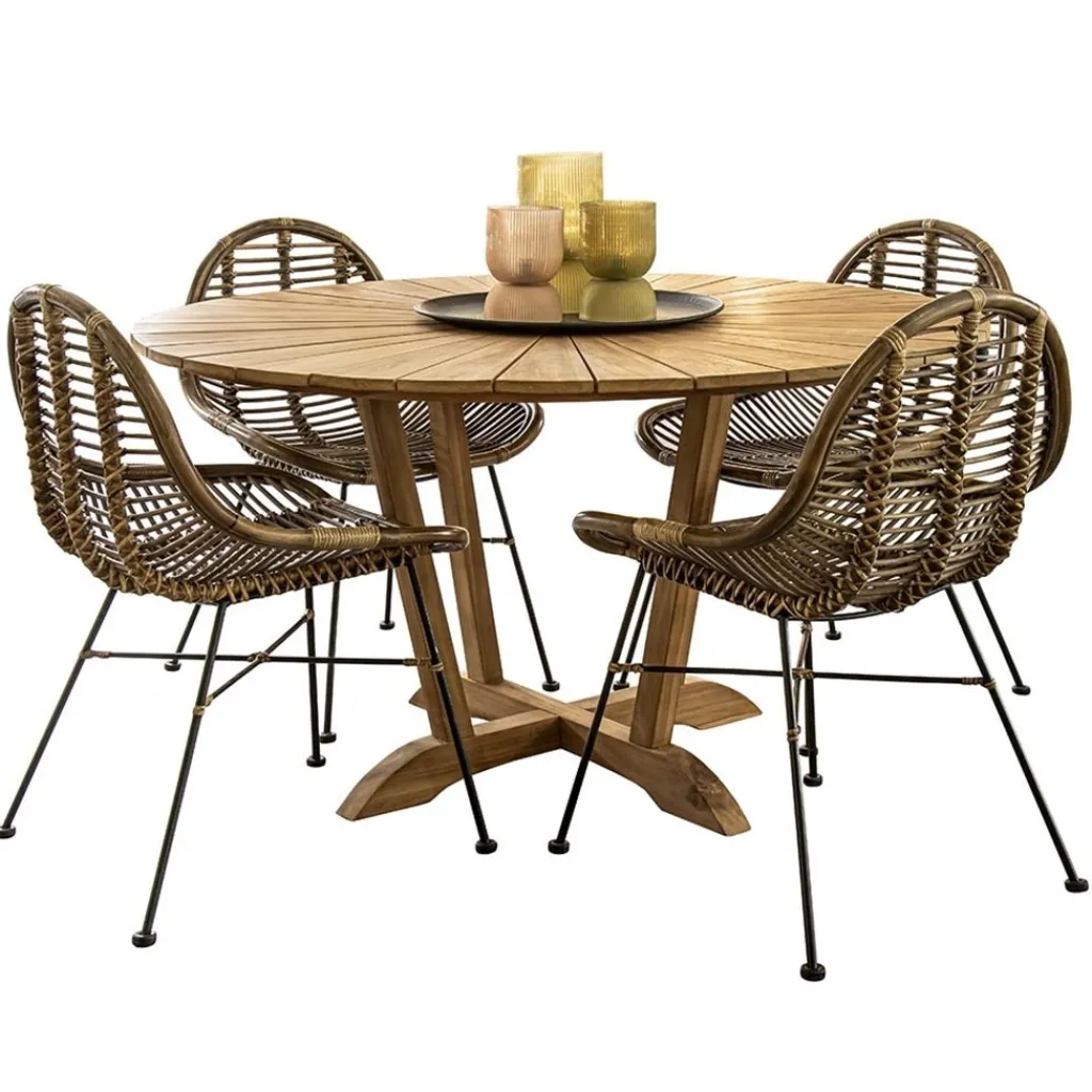 Straluma Teak houten buitentafel rond 130 cm> Eettafels