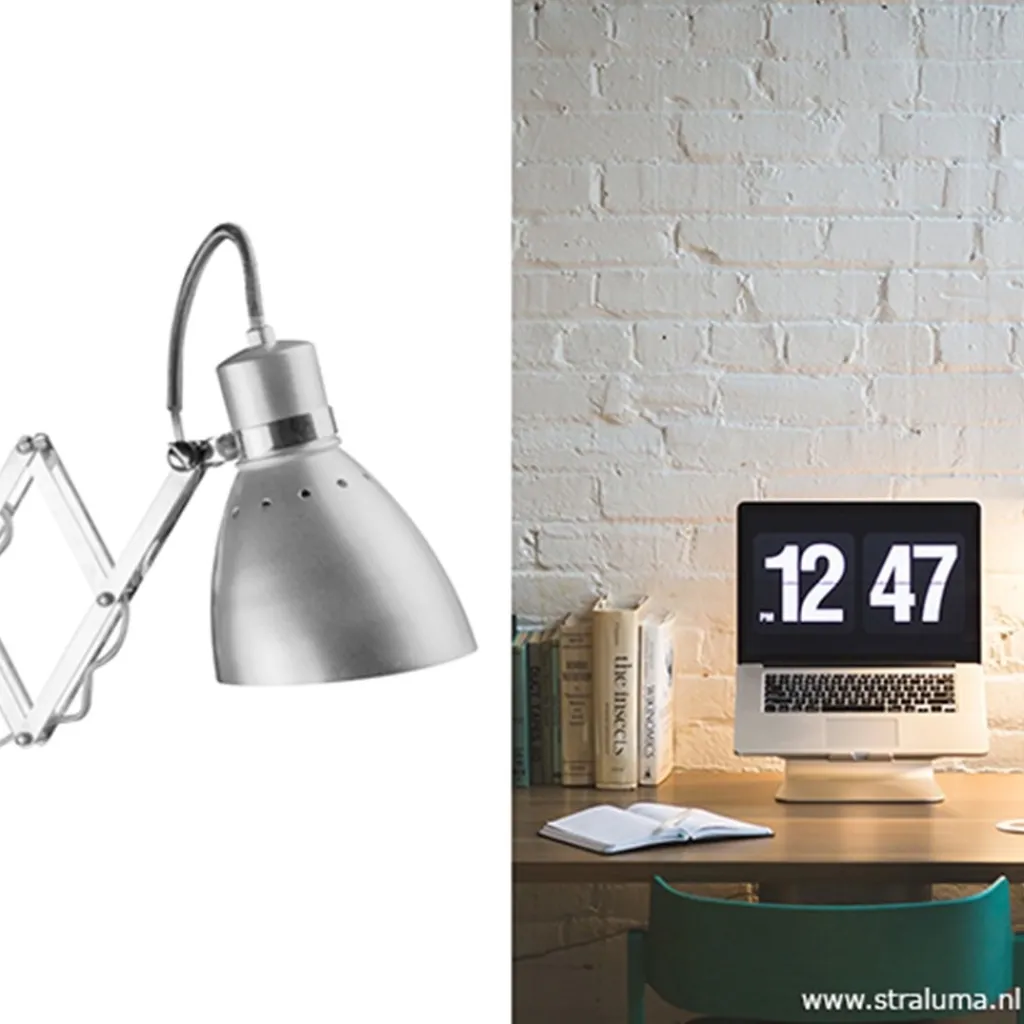Straluma Trek wandlamp Spring chroom/grijs> Bedlampjes|Leeslampen