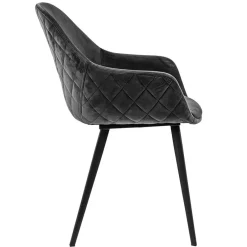 Straluma Trendy armstoel velvet grey met zwart metalen poot></noscript> Eetkamerstoelen