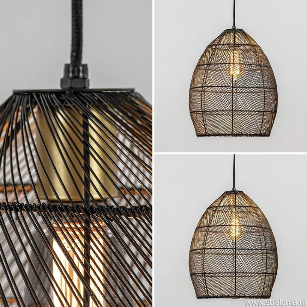 Straluma Trendy draad hanglamp Meya zwart/goud> Draadlampen|Light and Living