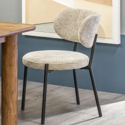 Straluma Trendy eetkamerstoel gemêleerd taupe met zwarte poot></noscript> Eetkamerstoelen