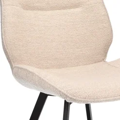Straluma Trendy eetkamerstoel stof naturel met zwarte poot></noscript> Eetkamerstoelen