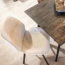 Straluma Trendy eetkamerstoel stof naturel met zwarte poot></noscript> Eetkamerstoelen