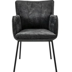 Straluma Trendy eetkamerstoel velours antraciet met armleuning> Eetkamerstoelen