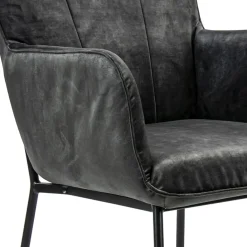 Straluma Trendy eetkamerstoel velours antraciet met armleuning><noscript><img width=