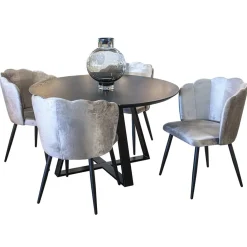 Straluma Trendy eetkamerstoel velours met zwarte poot></noscript> Eetkamerstoelen