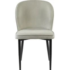 Straluma Trendy eetkamerstoel wit velours met zwart metalen poot> Eetkamerstoelen