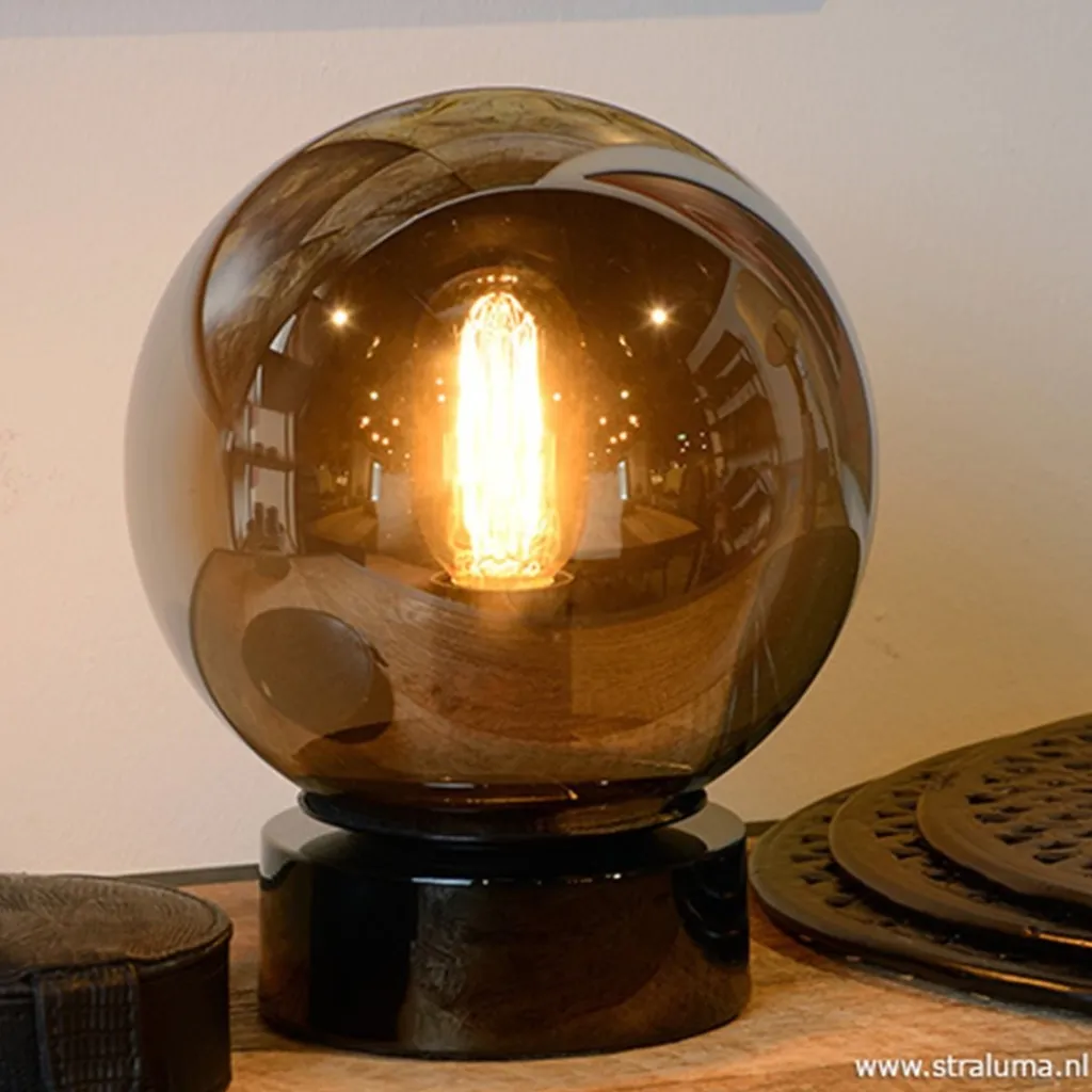 Straluma Trendy glazen tafellamp smokey> Slaapkamerlampen|Halverlichting