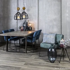 Straluma Trendy moderne eetkamerstoel metaal/stof><noscript><img width=