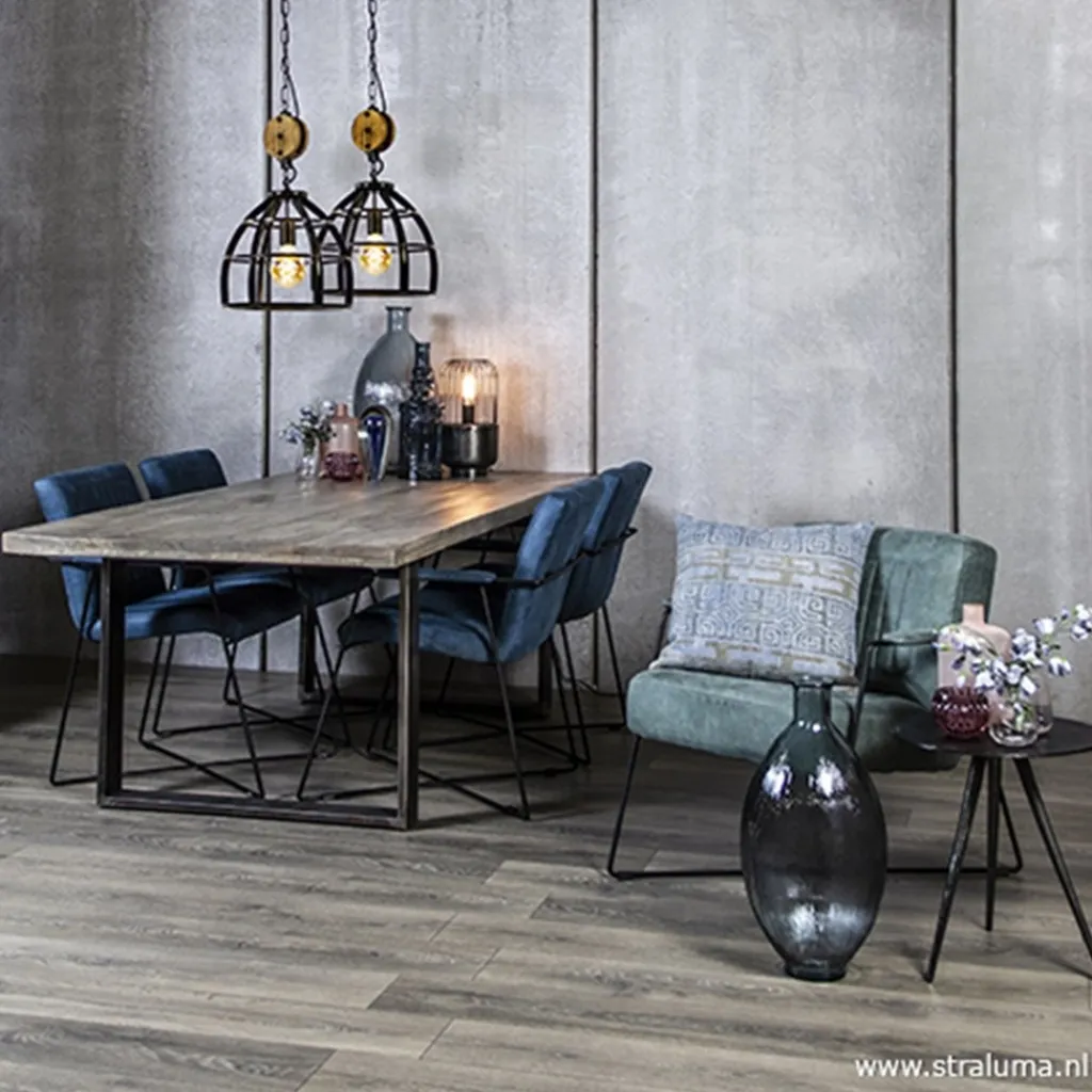 Straluma Trendy moderne eetkamerstoel metaal/stof> Eetkamerstoelen