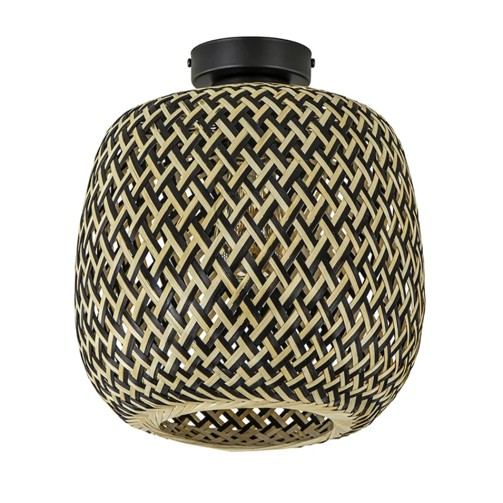 Straluma Trendy plafondlamp bamboe naturel/zwart> Woonkamerlampen|Tienerkamerlampen