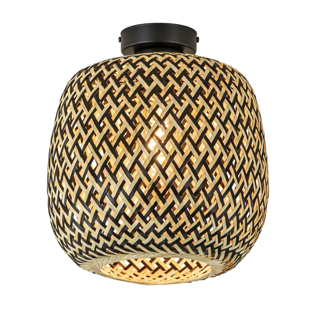Straluma Trendy plafondlamp bamboe naturel/zwart> Woonkamerlampen|Tienerkamerlampen