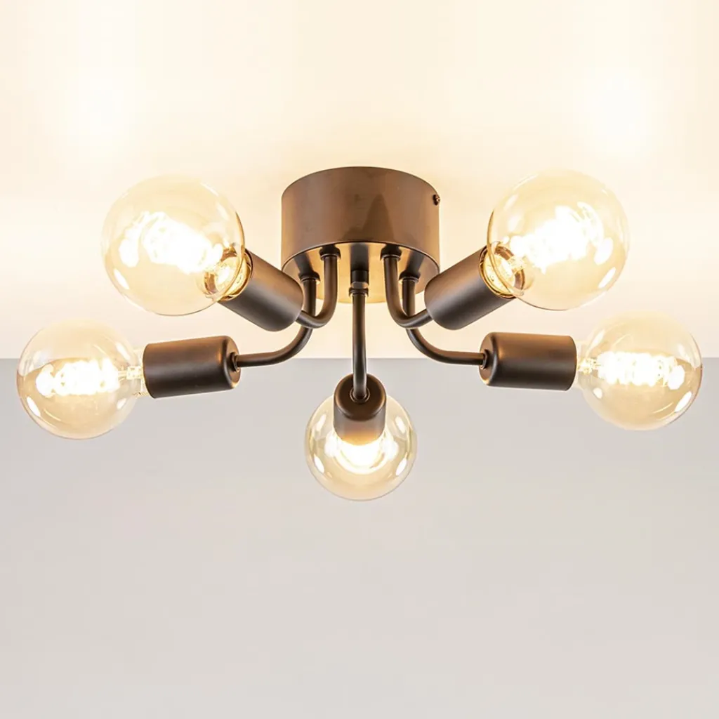 Straluma Trendy plafondlamp mat zwart exclusief lichtbron> Halverlichting|Plafondlampen