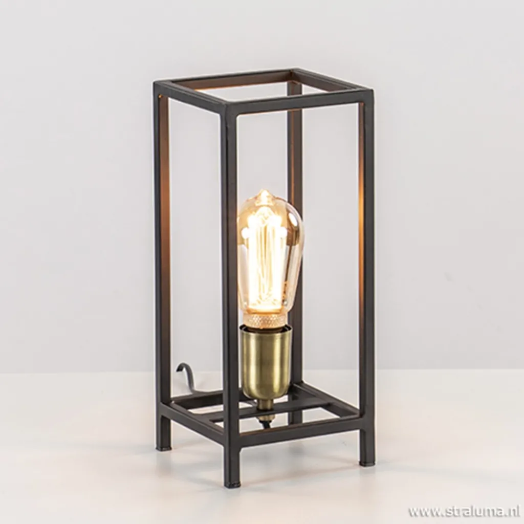 Straluma Trendy tafellamp Marlay zwart met brons> Light and Living|Slaapkamerlampen