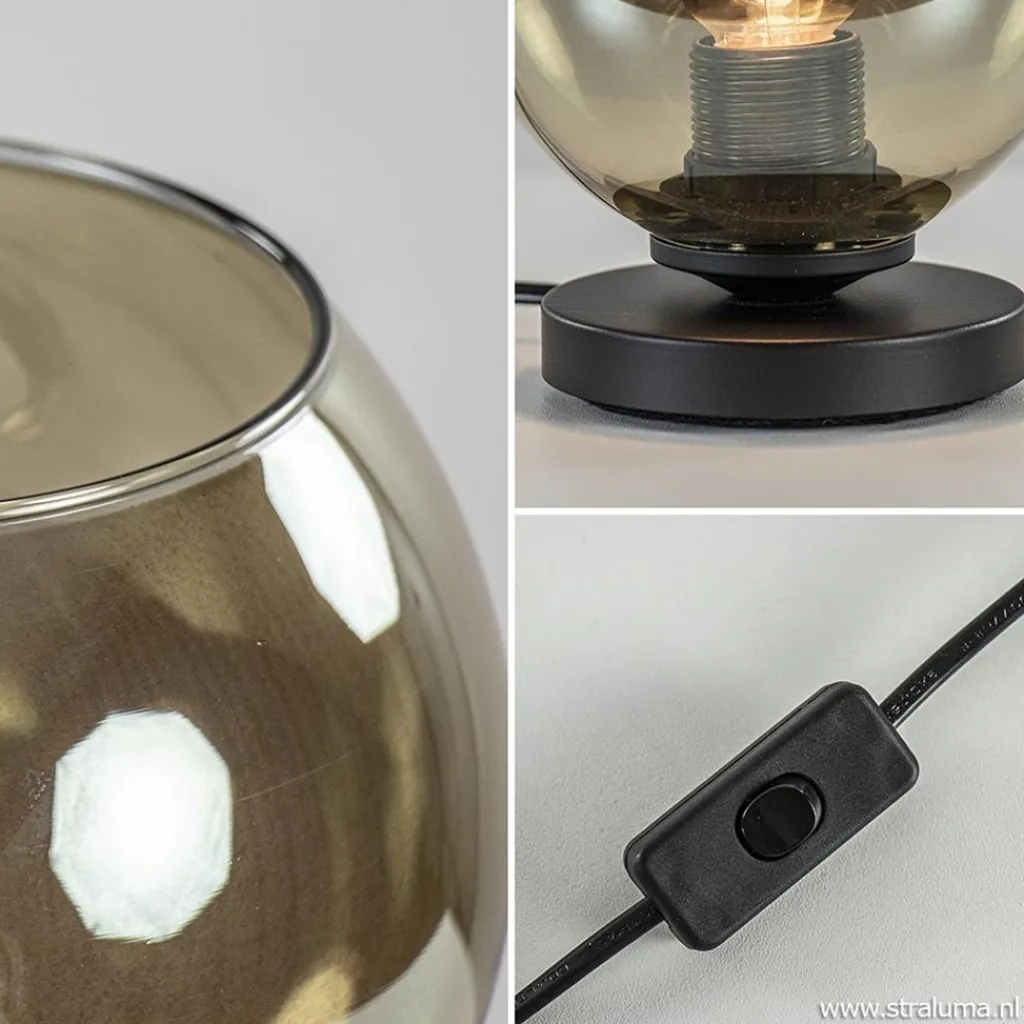 Straluma Trendy tafellamp met smoke glazen kap> Tafellampen|Industriële Verlichting