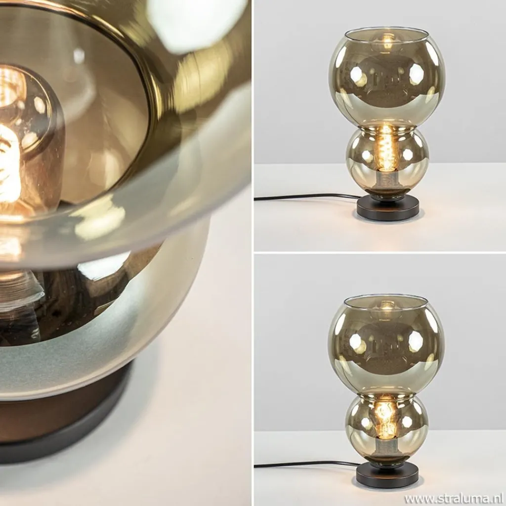 Straluma Trendy tafellamp met smoke glazen kap> Tafellampen|Industriële Verlichting