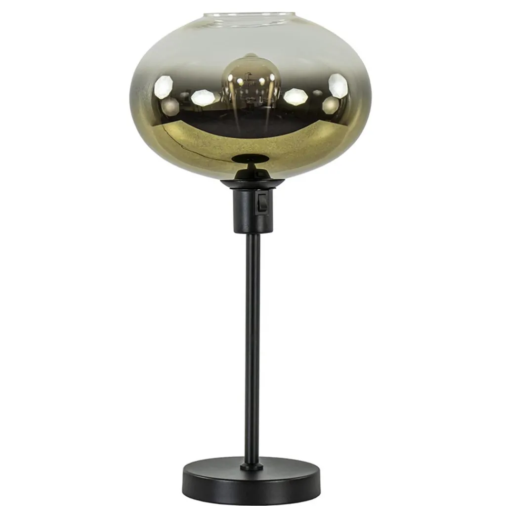 Straluma Trendy tafellamp zwart met glazen kap helder/goud> Tafellampen|Luxe Verlichting
