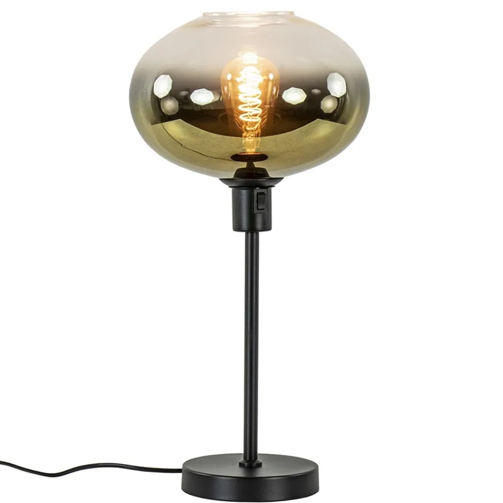 Straluma Trendy tafellamp zwart met glazen kap helder/goud> Tafellampen|Luxe Verlichting