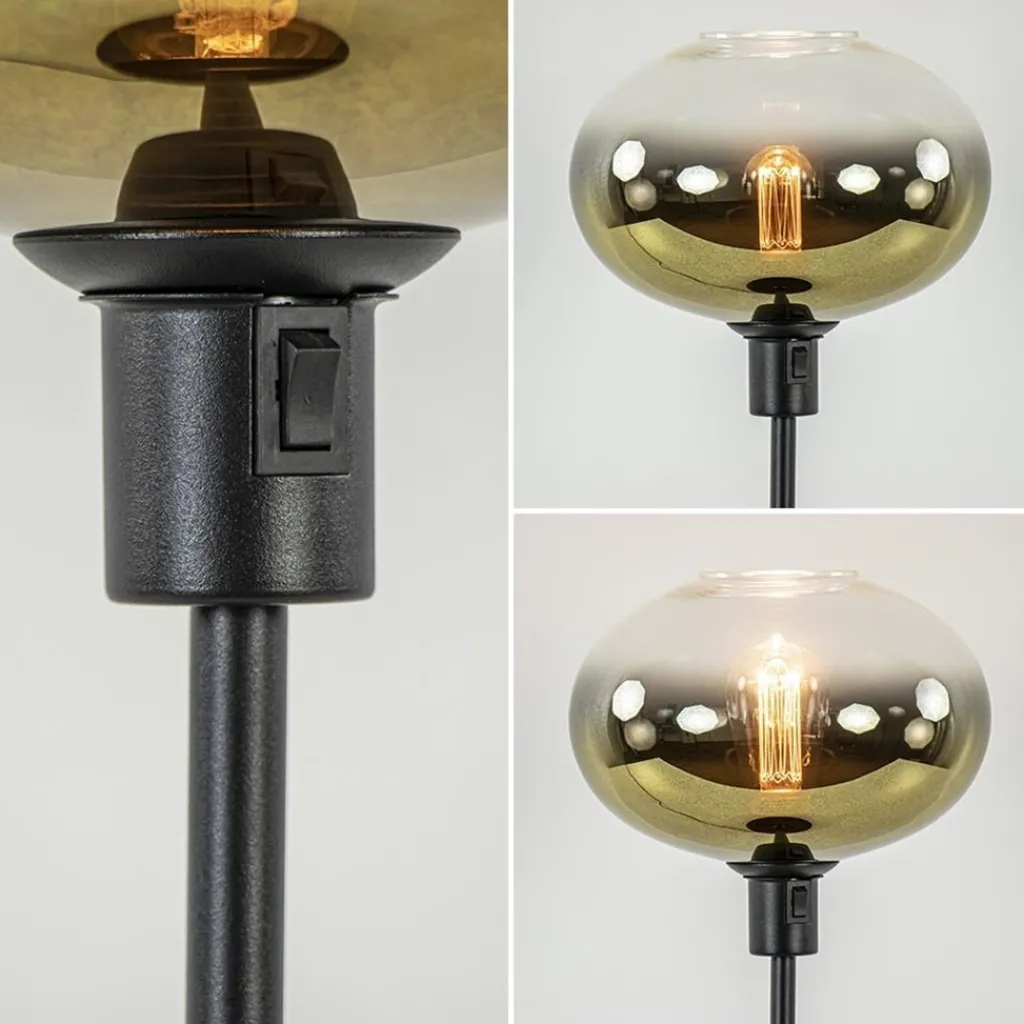 Straluma Trendy tafellamp zwart met glazen kap helder/goud> Tafellampen|Luxe Verlichting