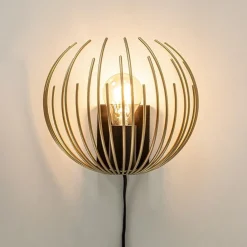 Straluma Trendy wandlamp goud met zwart inclusief snoer><noscript><img width=