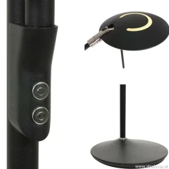 Straluma Uplighter zwart met leeslamp - 2 x pushdimmer></noscript> Vloerlampen|Leeslampen