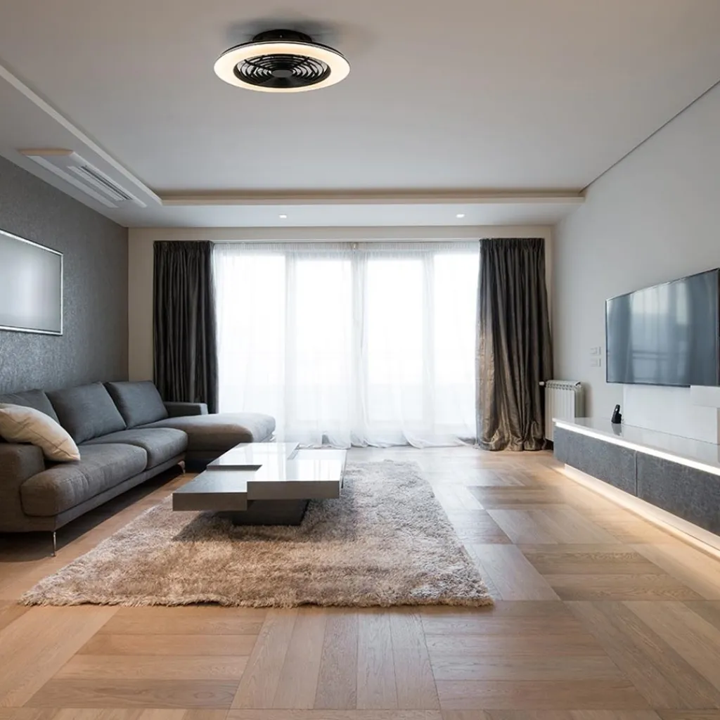 Straluma Ventilator Alisio XL zwart afst.bed./app> Plafondlampen|Plafondventilatoren met lamp