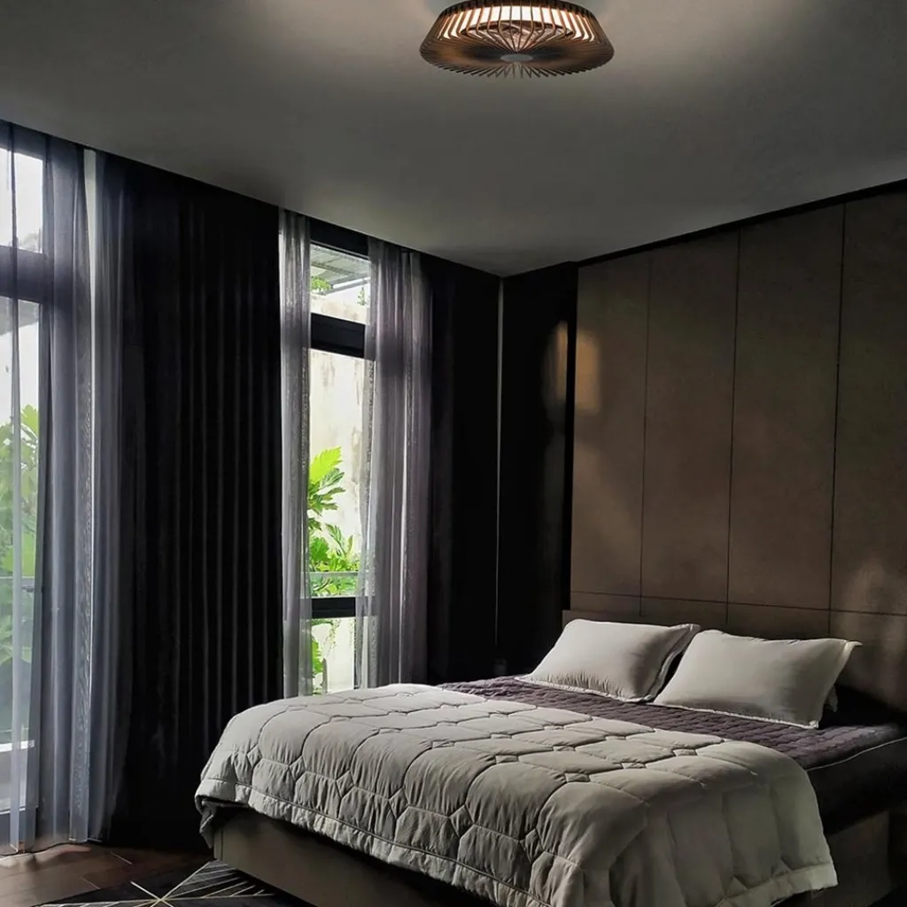 Straluma Ventilator Himalaya zwart remote+app CCT> Plafondlampen|Plafondventilatoren met lamp