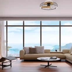 Straluma Ventilator Nature hout/zwart remote/app></noscript> Plafondlampen|Plafondventilatoren met lamp