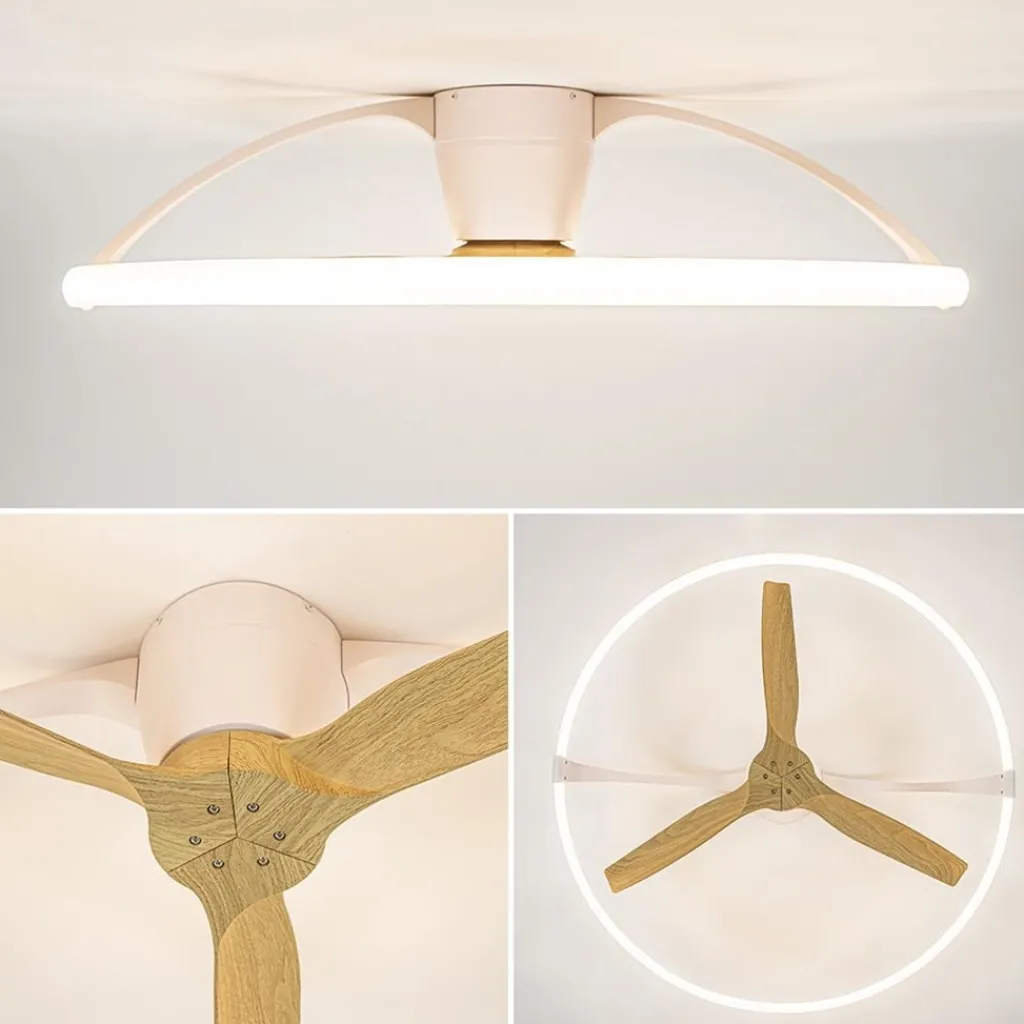 Straluma Ventilator Nepal mini wit/hout remote cct> Plafondlampen|Plafondventilatoren met lamp