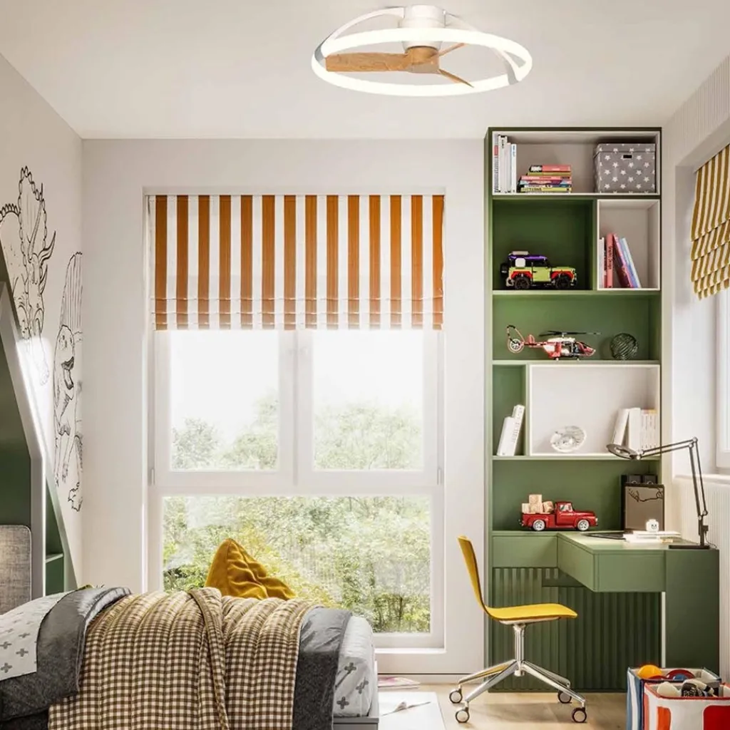 Straluma Ventilator Nepal mini wit/hout remote cct> Plafondlampen|Plafondventilatoren met lamp