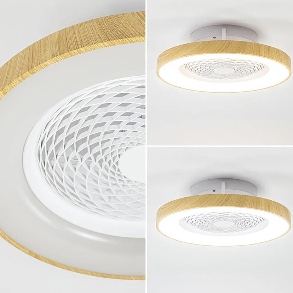 Straluma Ventilator Tibet hout/wit afst.bed. cct> Plafondlampen|Plafondventilatoren met lamp