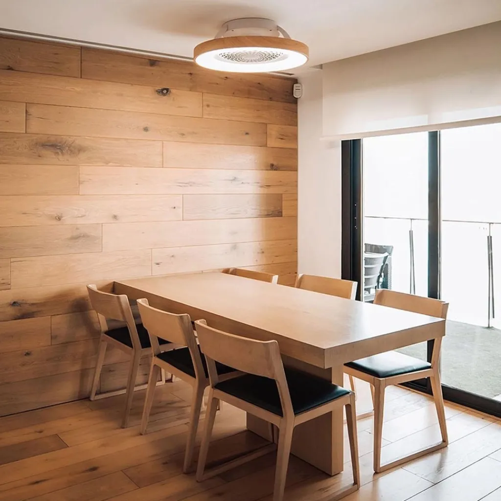 Straluma Ventilator Tibet hout/wit afst.bed. cct> Plafondlampen|Plafondventilatoren met lamp