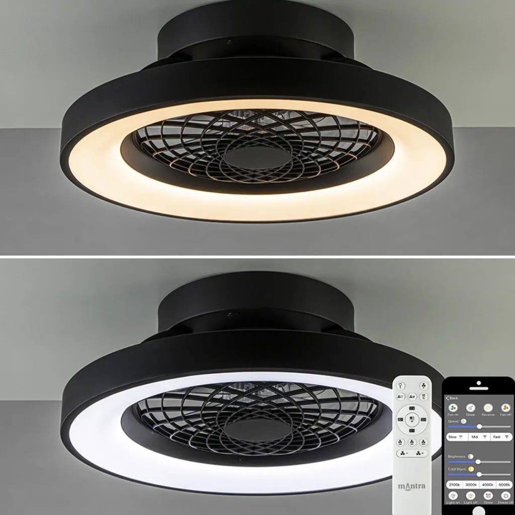 Straluma Ventilator Tibet Mini zwart + remote cct> Plafondlampen|Plafondventilatoren met lamp