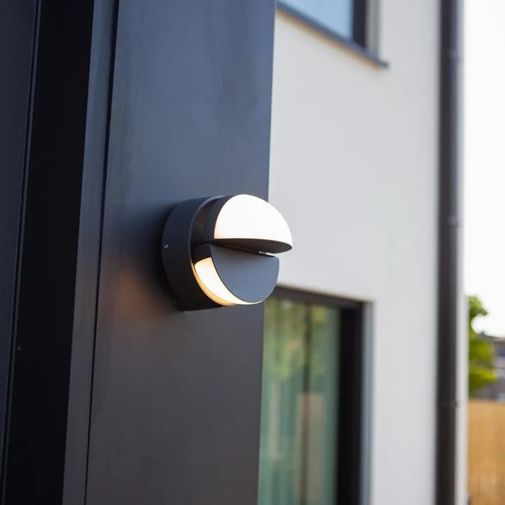 Straluma Verstelbare buitenlamp rond donker grijs inclusief LED> Wandlampen|Buitenlampen