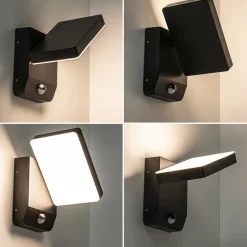 Straluma Verstelbare LED buitenlamp zwart IP54 met sensor><noscript><img width=