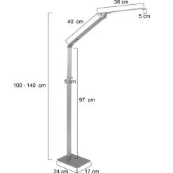 Straluma Verstelbare LED vloerlamp geborsteld staal dimbaar><noscript><img width=