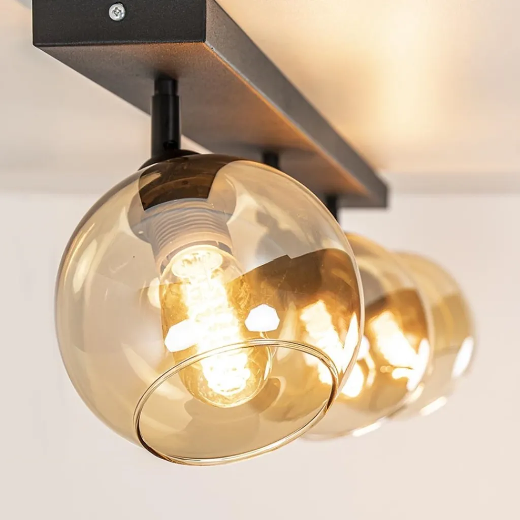 Straluma Verstelbare 3-lichts plafondlamp met amber glas> Slaapkamerlampen|Keukenverlichting