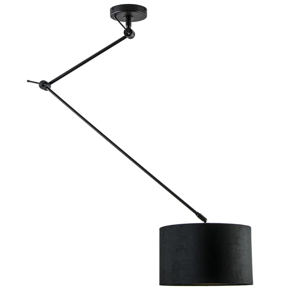 Straluma Verstelbare plafondlamp zwart met velourse kap> Schemerlampen|Woonkamerlampen