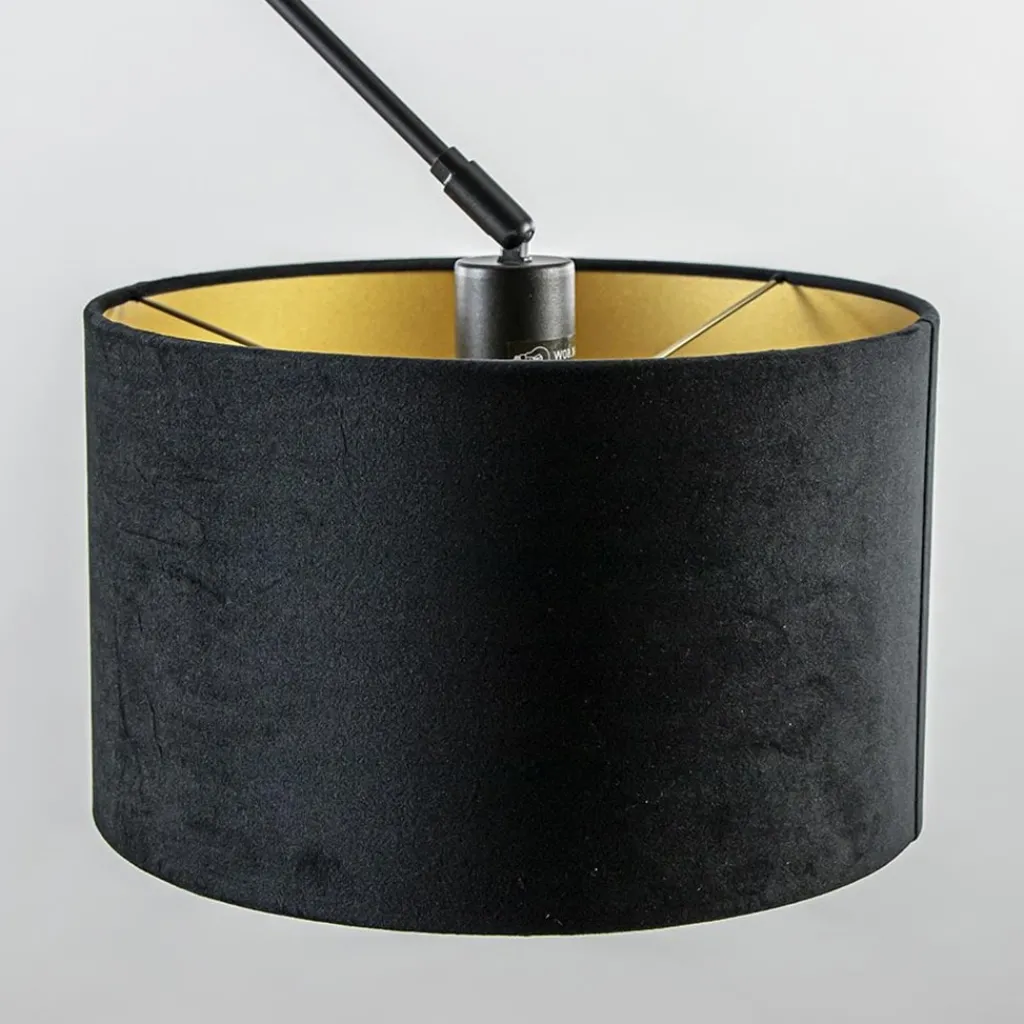 Straluma Verstelbare plafondlamp zwart met velourse kap> Schemerlampen|Woonkamerlampen