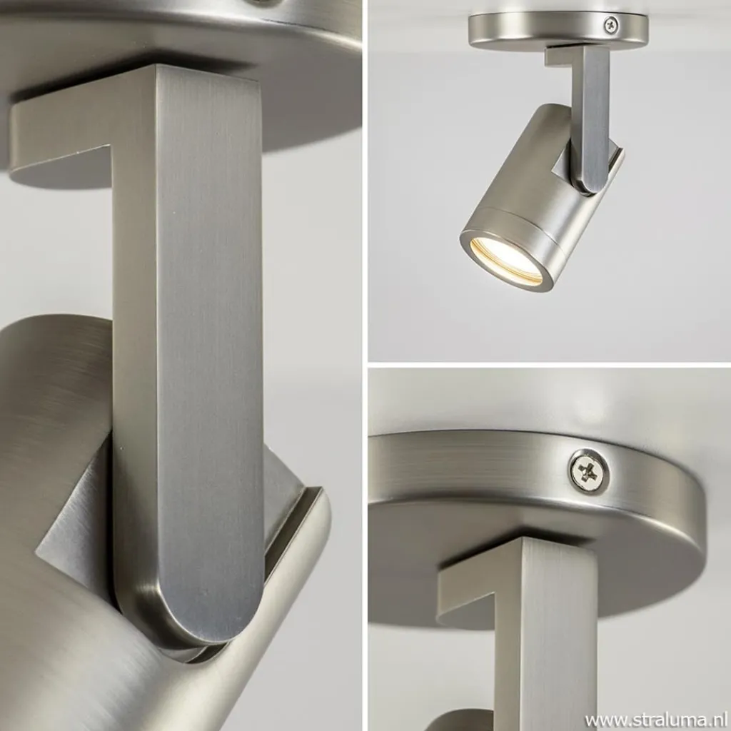 Straluma Verstelbare plafondspot metaal mat nikkel> Opbouwspots|Woonkamerlampen