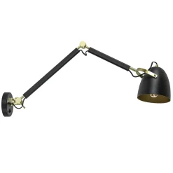 Straluma Verstelbare wandlamp mat zwart met gouden details> Wandlampen|Retro Verlichting