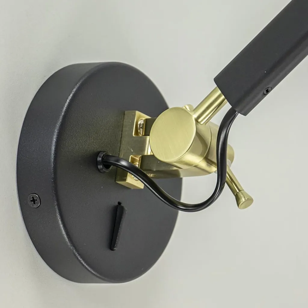 Straluma Verstelbare wandlamp mat zwart met gouden details> Wandlampen|Retro Verlichting